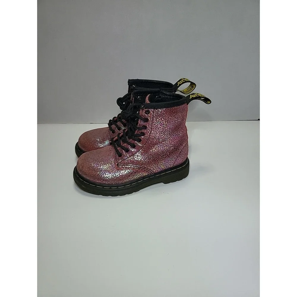 Doc Dr Martens Glitter T Pink Zip Boots Shoes 7‎ Kids Toddler Girls